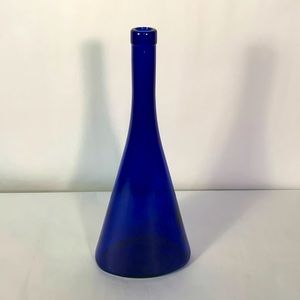 Vintage Cobalt Blue Glass Bottle 13” tall vase